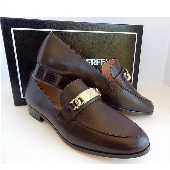 Karl Lagerfeld Shoes - Karl Lagerfeld brown leather loafers w gold buckle